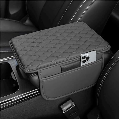 Auto Armlehnenpolster für Skoda Enyaq iV RS 2023-2024, Mittelkonsole Auto Armlehnenschoner Armlehnenkissen Auto Armlehne Schutz Armlehnenauflage Zubehör,B/Grey