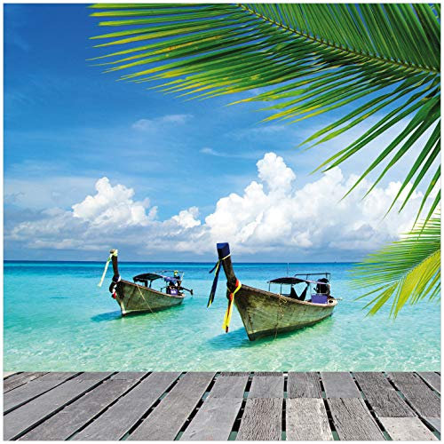 Wallario Glasbild Sonnenboot in der Karibik - 50 x 50 cm Wandbilder Glas in Premium-Qualität: Brillante Farben, freischwebende Optik