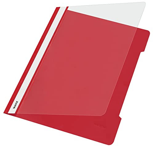 Leitz 41910025 Standard Hefter (A4, langes Beschriftungsfeld, PVC) rot