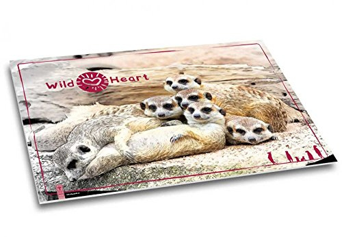 Wild Heart Schreibtischunterlage Erdmännchen, DIN A2, 40 Blatt | Motiv Zoo-Tiere Afrika Freundschaft, Schreibunterlage Papier, beschreibbar