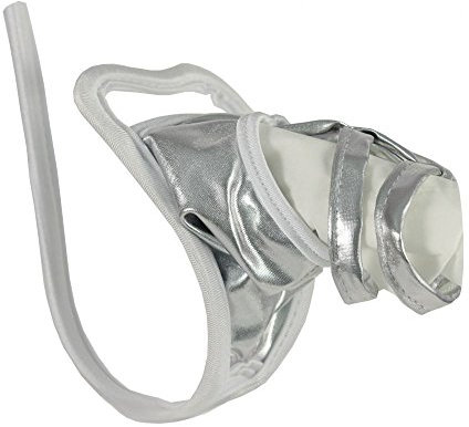 lau-fashion Wetlook Herren C-String Tanga Silber Glitzer Bänder Offen Lack Leder Dessous S/M/L