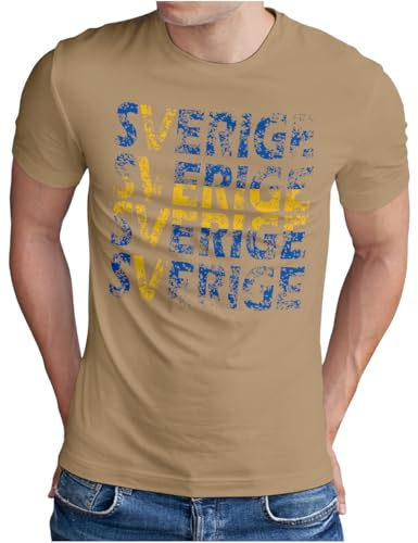 OM3® Sverige T-shirt fotboll World Cup Soccer fanshirt sporttröja storlek S–5XL kaki M