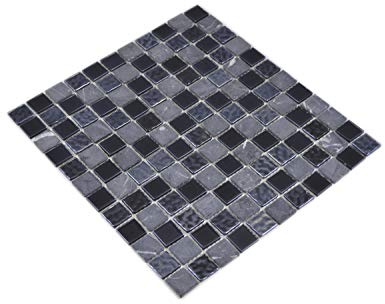 Mosaik flese genomskinlig grå svart glasmosaik kristall sten grå svart för vägg BAD WC dusch ko flygspegel teknikvensning badbadtoalett mosaik mosaik