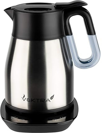 Vektra VEK-1204 Vacuum Insulated Easy Pour Cordless Kettle with Variable Temperature Control and Digital Display, 1.2 Litre, Stainless Steel