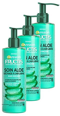 Garnier Fructis Lotion Tonique Soin Aloe Hydra Bomb Séchage à l'Air Libre Cheveux Longs 1.2 L - Lot de 3