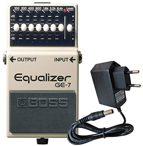 Boss GE-7 grafisk equalizer för gitarr + behållare 9 V nätdel