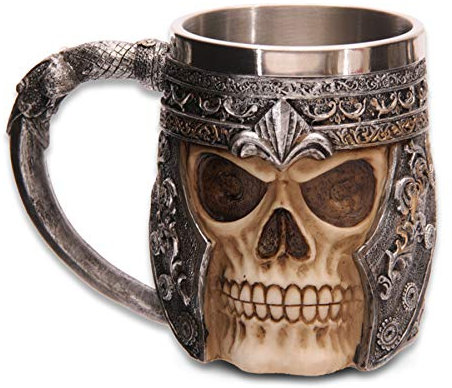 mtb more energy Deko Krug ''Undead Knight'' - Verzierter Skelett-Krieger-Becher (0,35l) - Höhe 11 cm - Fantasy Mittelalter