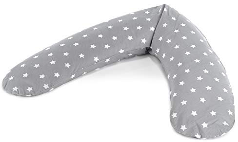 Theraline Bezug für das Komfort Stillkissen 180 cm Big Stars grau