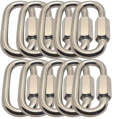 Quick Chain Link Repair Karabiner, Marine A4 Edelstahl 316 Schäkel (M4 x 40 mm, 10 Stück)