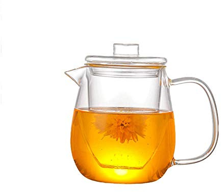 WINIAER Tekanna i glas med 600 ml borosilikattekanna för löst te, genomskinlig bladtekanna med sil