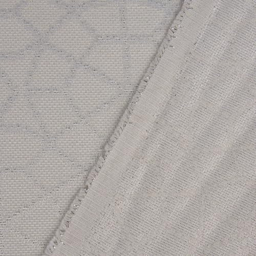 SCHÖNER LEBEN. Dekostoff Doubleface Glitzer geometrisch Kreise Creme Silber 2,80m