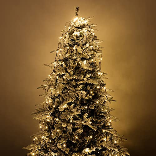 Luccika Mantello a rete di Luci con 240 Led Bianco Caldo per Albero di Natale da 180 a 230 cm di altezza con memoria e 8 giochi di luce per Interno ed Esterno