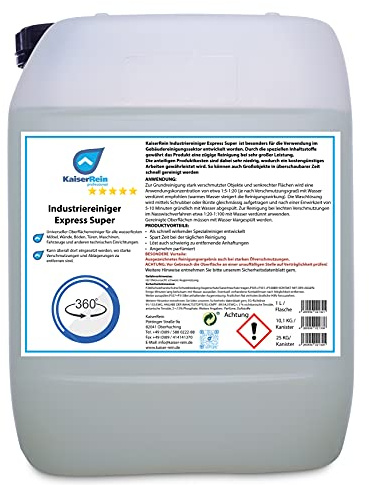 KaiserRein Industriereiniger Express Super 10 L Kanister Universeller Oberflächenreiniger für alle wasserfesten Möbel, Wände, Türen, Maschinen, Fahrzeuge und anderen technischen Einrichtungen