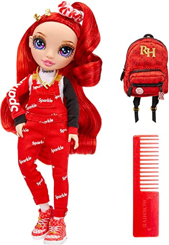 Rainbow High Jr. High - Ruby Anderson - 23 cm -Rote Modepuppe mit Outfit & Accessoires - Stoffrucksack - Zum Sammeln - Geschenk für Kinder ab 6 Jahren