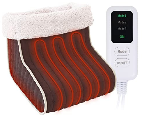 Elektrischer Fußwärmer UGI, 3 Heizeinstellungen, automatischer Abschalttimer, jede Fußgröße, waschbarer Bezug, beheizte Stiefel, wärmende Hausschuhe, für Frauen Männer ältere Menschen, EcoSapiens