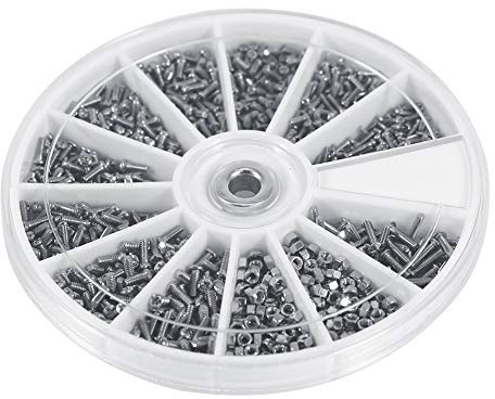600 Pezzi di Viti e Dadi in Acciaio Inossidabile, 12 Tipi di Micro Kit di Riparazione per Occhiali - Dimensioni M1 M1.2 M1.4 M1 - Piccoli Dadi e Bulloni