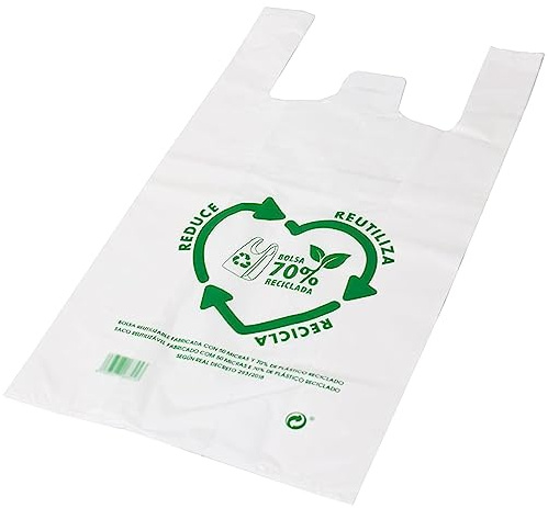 Tradineur Lot de 120 sacs en plastique de type t-shirt, réutilisables, haute résistance, conformes aux normes et à l'usage alimentaire (30 x 40 cm)