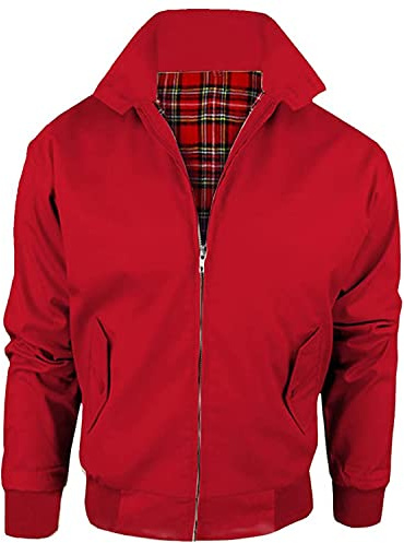Inspire Me Men’s Jacket Vintage Adults Harrington Retro Classic Scooter Tartan Lining Bomber MOD Skin Fashion Trendy Jacket Comfortable Material Regular Fit TOP Coat