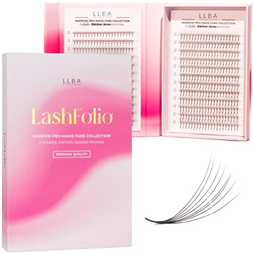 LLBA LashFolio Narrow Promade Fans 5D-0.07 D Curl 15mm | Handmade Volume Eyelashes, Professional Long-Lasting Promade Lash Fans