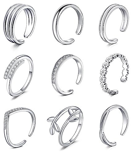 Anicina tåring för kvinnor olika typer öppen bandring söt fot smycken set svans ring sommar strand justerbar tå fingerringar, Metall, metall