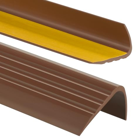 PerfectPVC Treppenprofil PVC selbstklebend 65x40mm 2,00m Braun | Rutschfeste Stufenleiste, Schutz für Treppenkanten, selbstklebend, zuschneidbar, einfache Montage, für Innenbereich, sicher