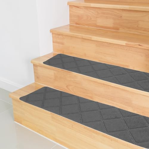 OSALADI 4 Pièces Tapis D'escalier Dalles,D'escalier En Moquette Tapis,20x76cm D'escalier Avec,De Marches D'escalier Marches Pour Escalier Saisir Enfant Extérieur Polyester