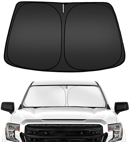 ARISMOTOR Windshield Sun Shade for Chevy Silverado 1500 /GMC Sierra 1500 2500HD 3500HD 2019-2025 2026, Custom Fit Foldable Front Window Sunshade Sun Visor Protector, Block UV Rays Keep Your Car Cooler