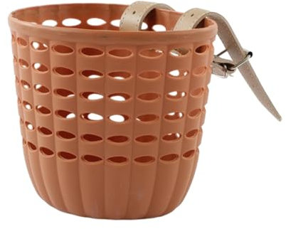 Generic Fahrradkorb für Kinder, Vorderrad Dekoration mit Verstellbaren PU Riemen, Kleines Lenkerkorb Zubehör für Kinder Laufrad, braun