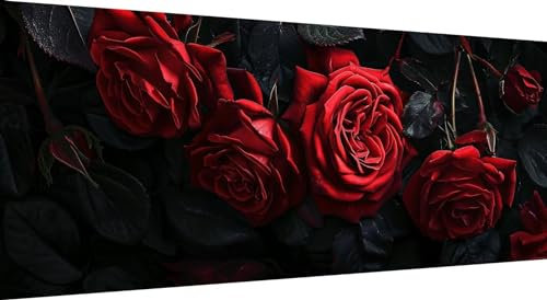 Qiaoqoo Rote Rose Diamond Painting xxl 225x90cm, 5D DIY Diamant Painting Bilder Blume Diamand Painting Kinder mit Diamond-Painting Zubehör, Groß Diamant kunst Basteln Erwachsene, Home Décor Malerei