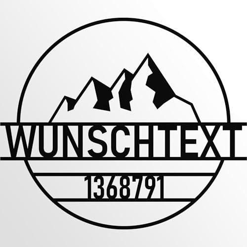 INDIGOS UG - Türschild - Schilder selbst gestalten - Aluverbundplatte - Berg - schwarz - 110 cm - Wunschname - Namensschild - Schild personalisiert - Schild für Familie, Freunde, Geschenk