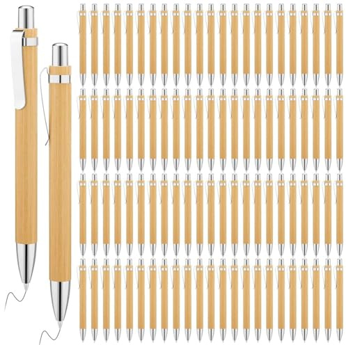 Kopinma Bambus Kugelschreiber 200 Stück, Kugelschreiber Hochwertig Ergonomischer, Personalisiert Stift mit Gravur, Kugelschreibers für Schreiben Journaling Schule Bürobedarf Abschlussgeschenk