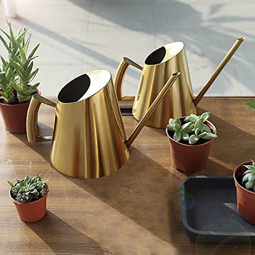 Edelstahl Gießkanne Blumengießkanne Giesskanne Gold Bequemer Tränker für Verandas Zimmerpflanzen Pflanzengießkanne 0,9/13L (1500ML)