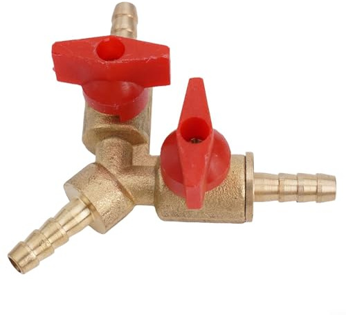 3-Wege-Schlauchverbinder, 6 mm Schlauchstutzen Y-Typ, Kugelhahn-Armatur, 3-Wege-Absperrung, geteilter Messing-Schlauchstutzen für Wasser, Öl, Gas zur Gartenbewässerung, Burrfreie und glatte Kanten