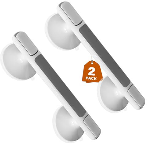 Grab Bars for Bathtubs and Showers, 2 Pack Suction Handle, Heavy Duty Removable, Safety Bars for Shower Chair, Bathroom, Handrails for Seniors and Elderly, 12 Inch