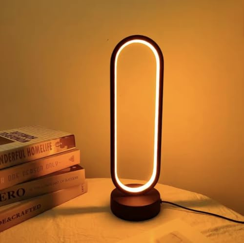 ZARCHE Table Lamp Bedside Bedroom Ring Lamp Living Room Dimmable Three-Color LED Lighting Night Light, Home Decor