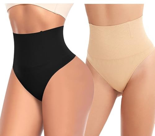 ZKZFCAI Shapewear Damen Bauchweg Unterhose, Miederhose Tanga Unterwäsche String Miederslip Figurformende Hoher Taille Shaping Unterbauch Kontrolle Body Shaper für Frauen（S）