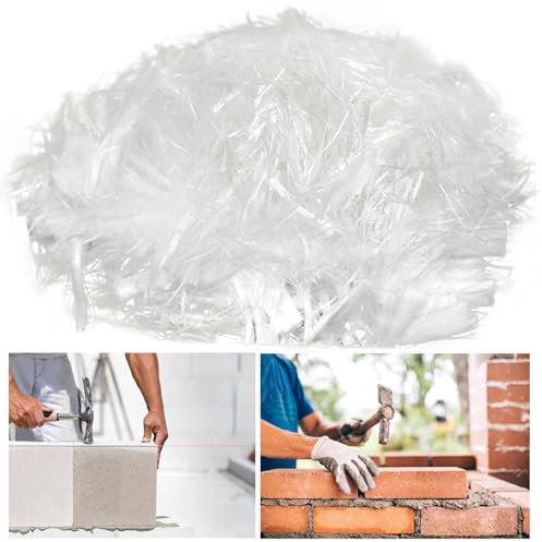 1 Kg Fibre de Polypropylène, 12 mm Fibre Polypropylène pour Béton, Mortier, Plâtre, Mortier Ciment, Renforcement Résistance Fibres de Polypropylène, Prévention de Fissuration, Réduction du Retrait