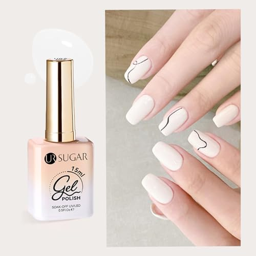 UR SUGAR Vernis Semi Permanent Blanc, 15 ml Vernis à Ongles Gel blanc French Manucure U V LED Semi Permanent Infusion, laque Vernis à ongles Design Salon
