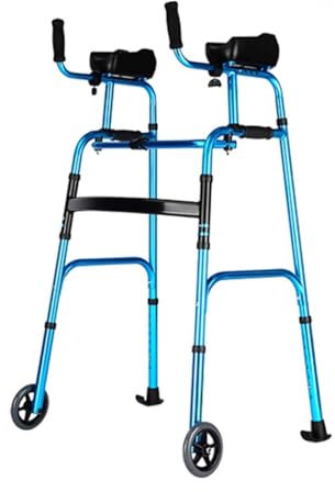 Klappbarer Standard-Gehhilfen mit 5-Zoll-Rädern und abnehmbaren gepolsterten Armlehnen, 220 Pfund, höhenverstellbarer Klappständer, aufrechter Gehhilfe aus Aluminium für ältere Menschen
