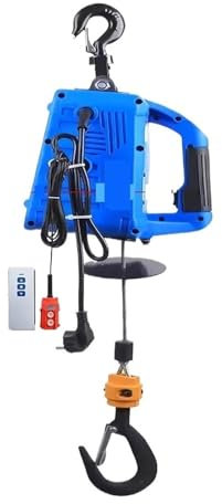 BADIKA Paranco Elettrico a Filo Gru elettrica Portatile Verricello Elettrico Telecomandi Senza Fili Controllo 220V Piccola Gru Decorazione della casa Gru Verricello di Sollevamento Portatile(Blue)
