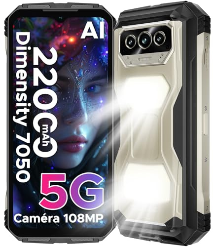 DOOGEE Vmax S Telephone Portable Incassable 5G 6nm Dimension 7050, 22000mAh/33W, 1200 LM Lampe Torche, 108 MP AI Caméra,24 GB RAM+256GB ROM, 6,58’’+120 Hz,Smartphone Incassable,WIFI6/NFC/Face ID/OTG