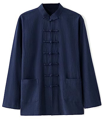 GZKDKZB Tang-Anzug aus Reiner Baumwolle für Herren, traditionelle Kleidung, Kampfsportanzug, Kung-Fu-Uniformen, Tai-Chi-Kleidung, Zen-Meditationsuniform, Langarmhemd