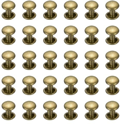 sourcing map 300 Sets Double Cap Leather Rivets, 6x6mm Round Cap Metal Studs Rivets for Leather Craft Repair DIY Purse Belts Bags Shoes, Bronze