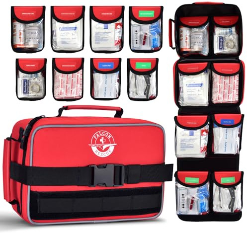 SUPER FALCON RESCUE 418-Piece First Aid Kit for Home, Travel, Camping, Hiking & Outdoor Emergencies, Tear-Resistant Survival Kits for Business, Vehicle & School, Multi-Use Emergency Medical Supplies