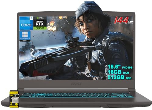 MSI Thin 15 Gaming Laptop 15.6 FHD IPS 144Hz Intel 8-core i5-13420H (Beats i7-11800H) 16GB RAM 512GB SSD GeForce RTX 3050 Backlit USB-C Win11Pro w/ICP Hub