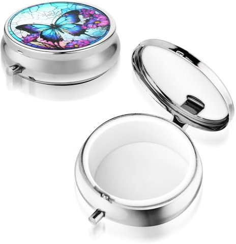 ElevateTech Kleine Pillendose Tragbare Mini-Reise-Pillendose Kompakte Lila Tagesdosen mit 3 Fächern Geeignet für Geldbörsen Taschen Handtaschen Vitamine Nahrungsergänzungsmittel Fischöl