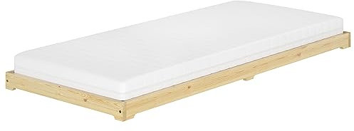 Erst-Holz®Schmales Bodenbett Extra Niedriges Holzbett 80 x 190 cm Kiefer MassivRollrost und Matratze inkl.