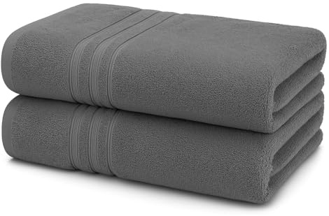 Julido Luxus Duschtuch-Set – 2er Pack 70x140 cm – Flauschige & Saugstarke Handtücher aus 100% Baumwolle, Schnell Trocknend, Strapazierfähig & Pflegeleicht (Anthrazit, 70 x 140 cm)