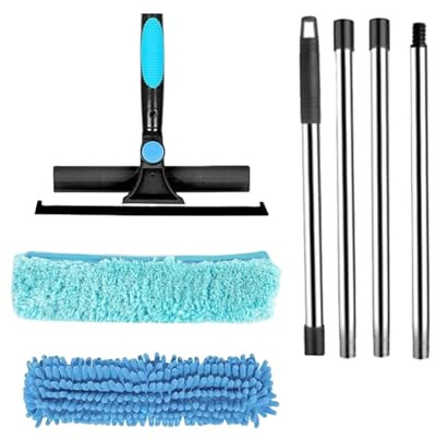 Plumeau à manche long - Kit de plumeau télescopique de grande portée | Kit de nettoyage réutilisable pour meubles, murs, ventilateurs, toiles d'araignées intérieur et extérieur