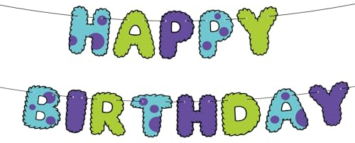 Happy Birthday Banner, Pre-Strung Cartoon Birthday Party Decoration for Girls Boys Cartoon Themed Party Garland Supplies for Birth Parties